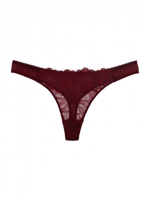 MrMiss kelnaitės tanga CATALINA bordo spalvos su nėriniais