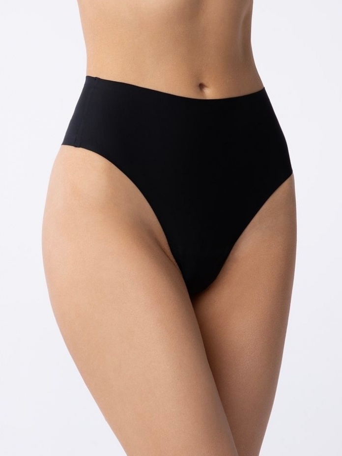 Besiūlės Julimex tanga kelnaitės aukštu juosmeniu SIMPLE STRING MAXI BLACK