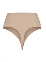 Bye Bra lengvos kompresijos besiūlės formuojančios tanga kelnaitės INVISIBLE MID WAIST THONG BEIGE