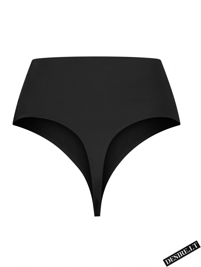 Bye Bra lengvos kompresijos besiūlės formuojančios tanga kelnaitės INVISIBLE MID WAIST THONG BLACK