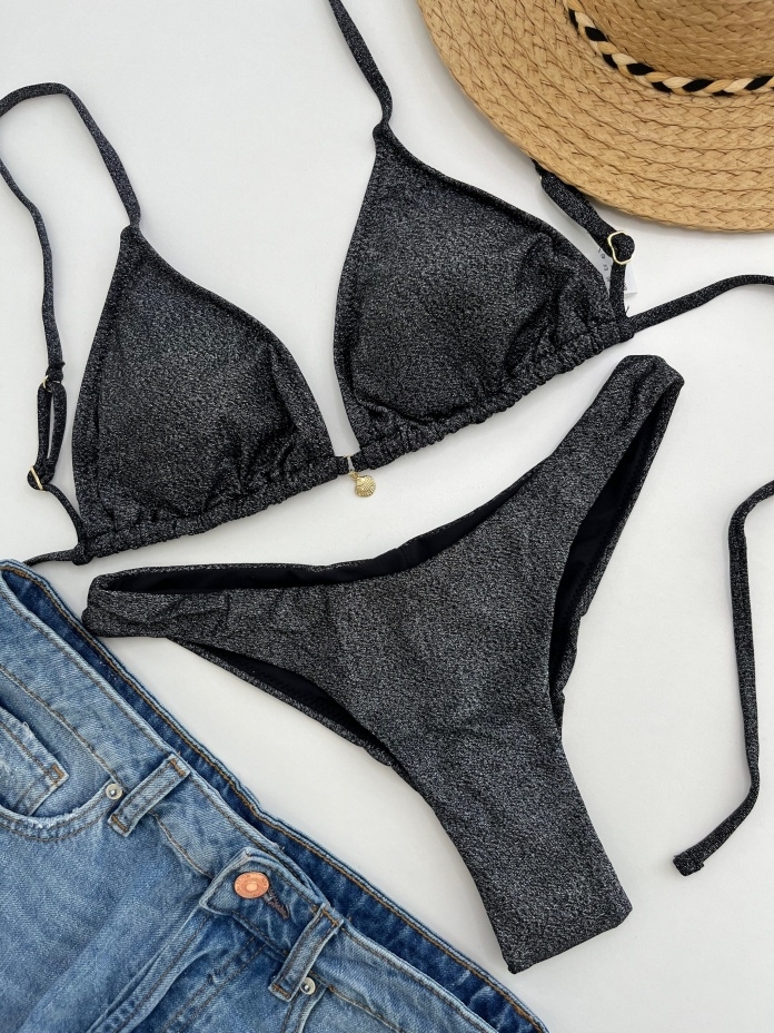 MrMiss bikini maudymosi kostiumėlis METALLIC BLACK