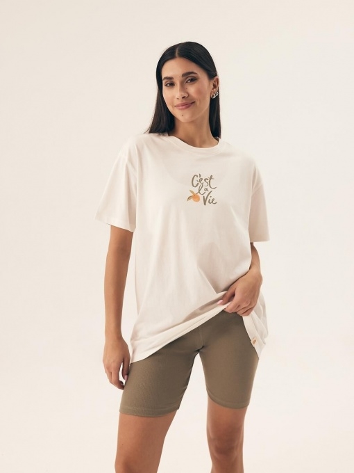 Medvilninė pižama su biker šortais NARANJA 42685