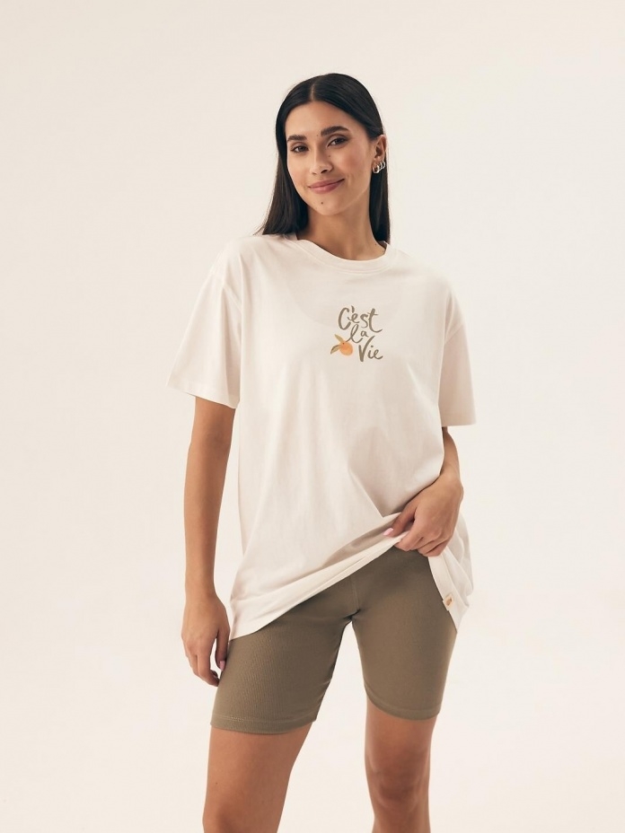 Medvilninė pižama su biker šortais NARANJA 42685