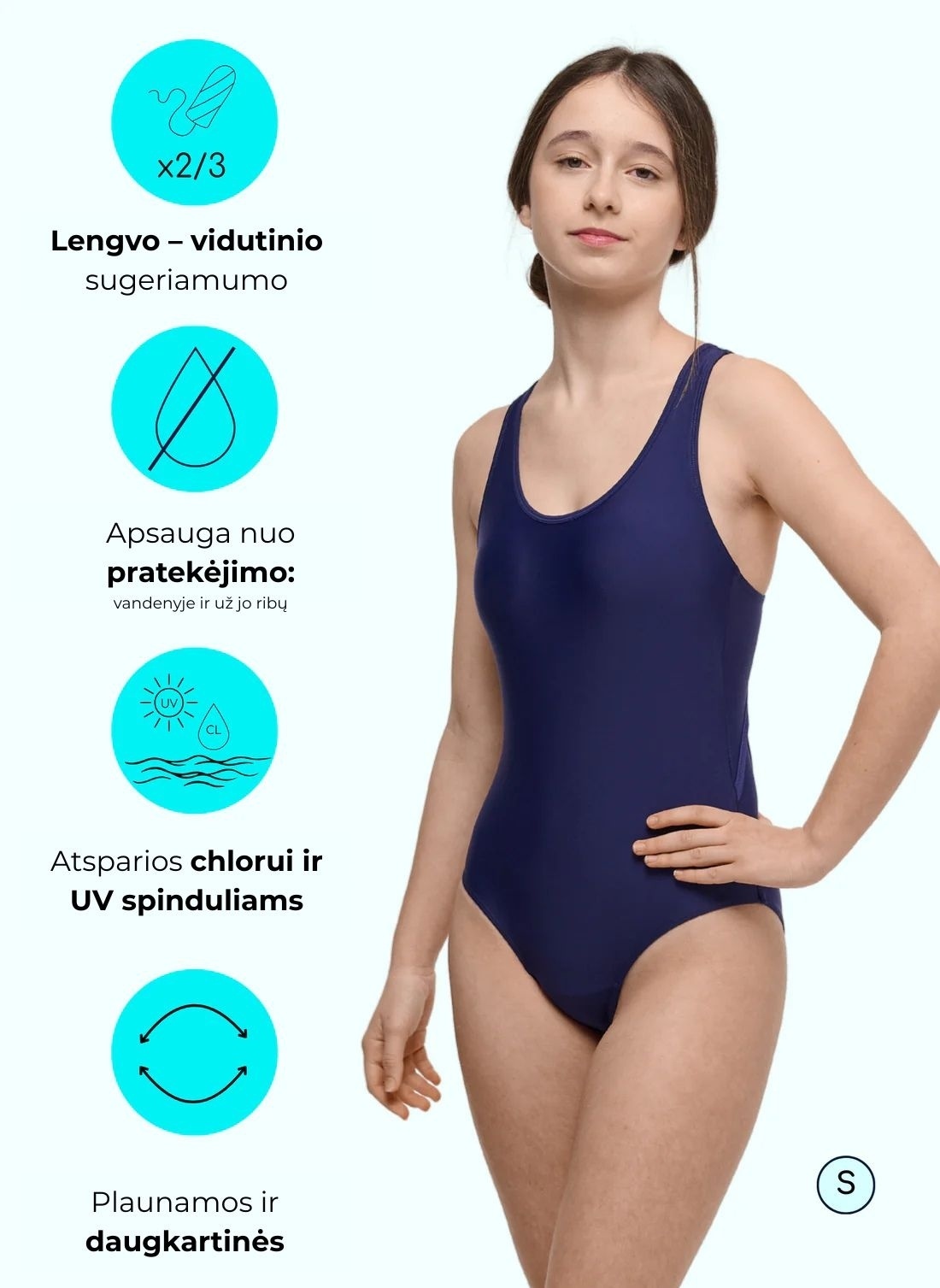 Menstruacinis maudymosi kostiumėlis paauglėms LOLA BLUE TEENS