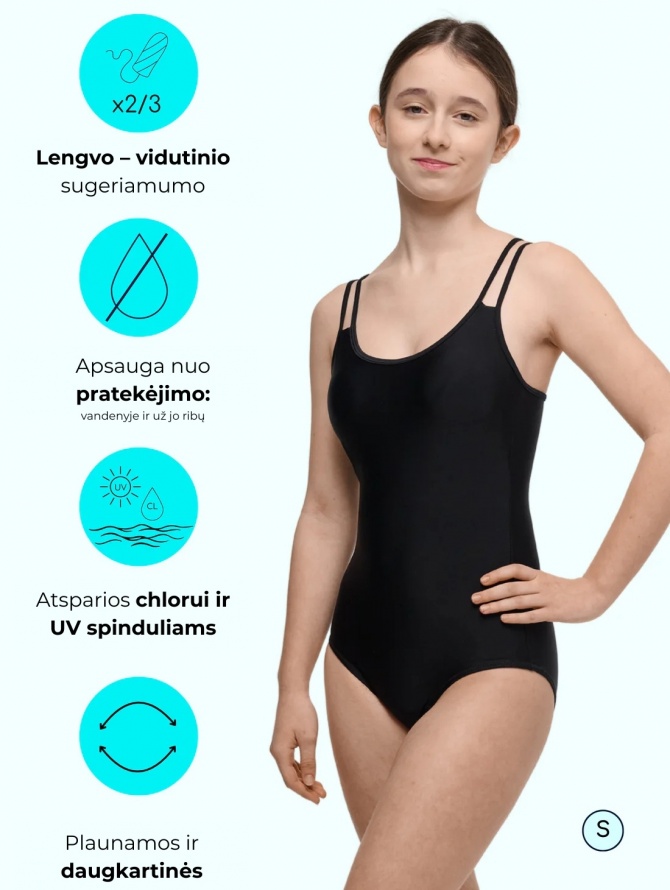Menstruacinis maudymosi kostiumėlis paauglėms STELLA BLACK TEENS
