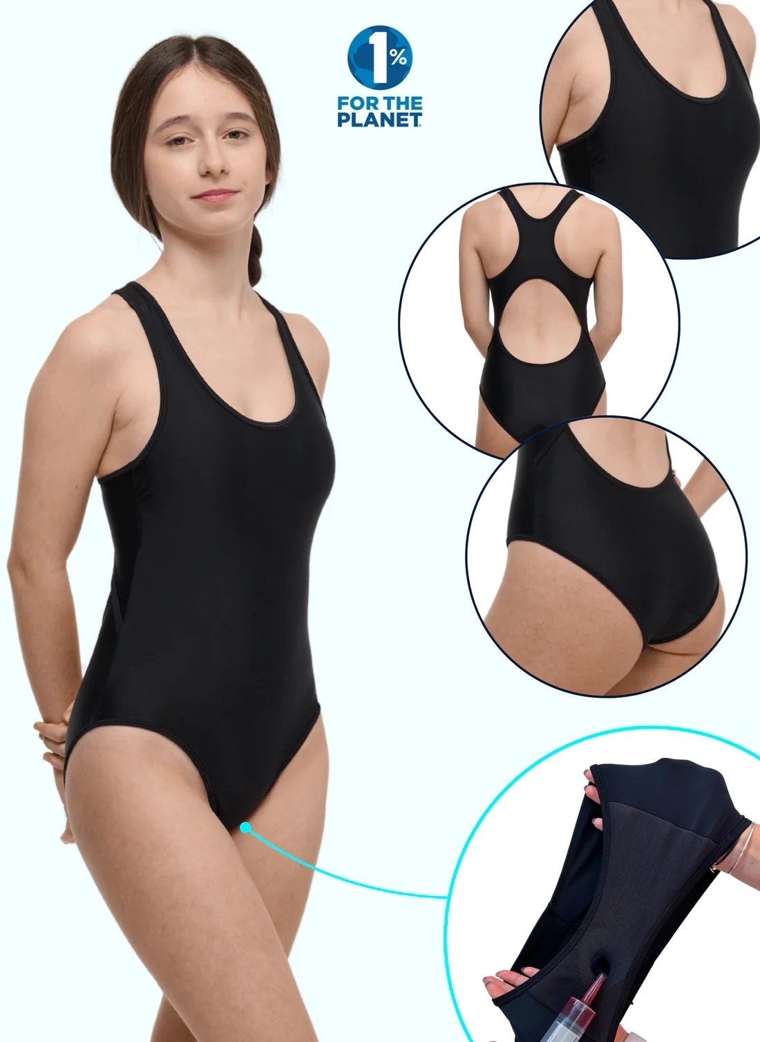 Menstruacinis maudymosi kostiumėlis paauglėms LOLA BLACK TEENS