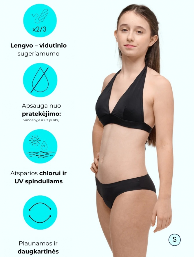 Menstruacinės besiūlės maudymosi kelnaitės paauglėms NINA TEENS