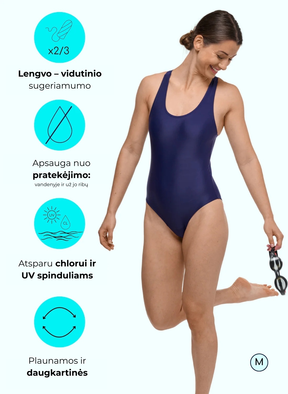 Vientisas menstruacinis maudymosi kostiumėlis LOLA BLUE