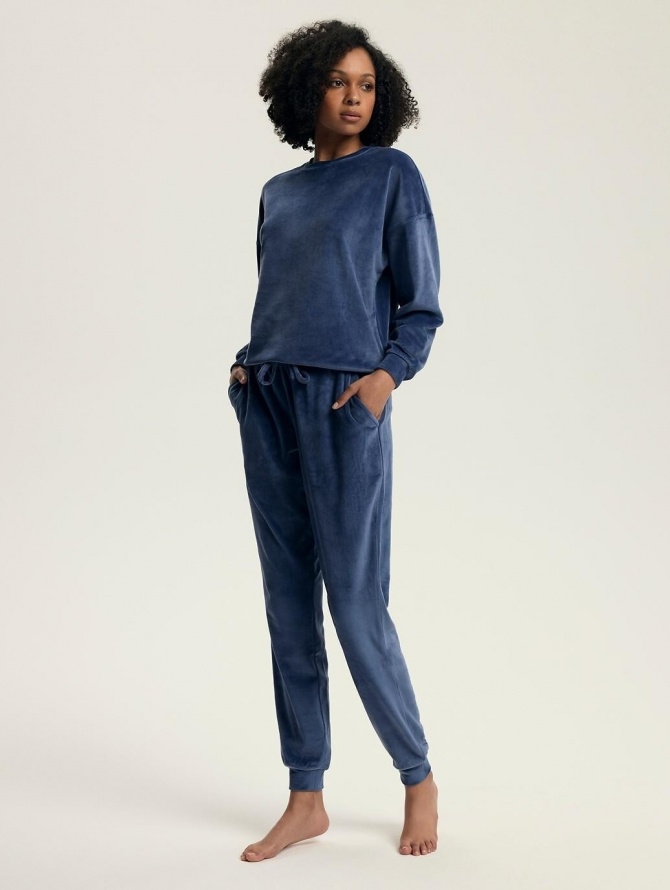 Henderson Ladies ilga veliūrinė pižama - namų rūbas DELANIE BLUE 43722