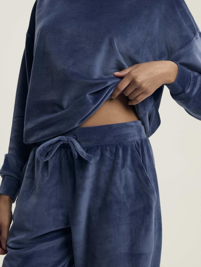 Henderson Ladies ilga veliūrinė pižama - namų rūbas DELANIE BLUE 43722