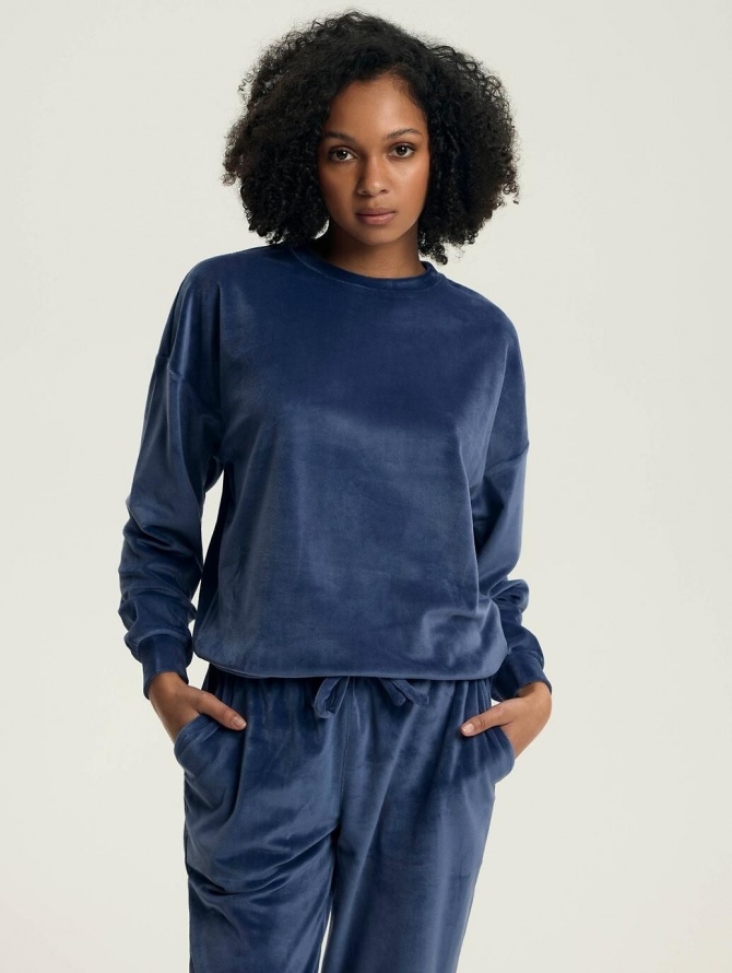 Henderson Ladies ilga veliūrinė pižama - namų rūbas DELANIE BLUE 43722