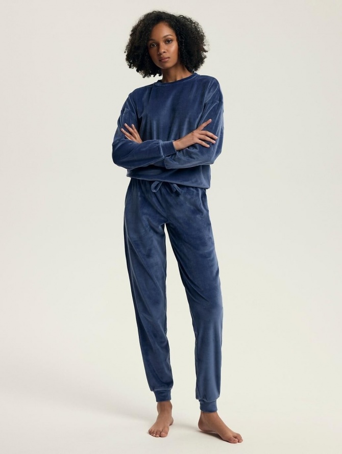 Henderson Ladies ilga veliūrinė pižama - namų rūbas DELANIE BLUE 43722