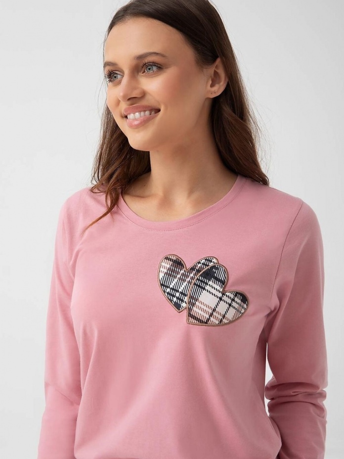 Ilga medvilninė pižama su languotomis kelnėmis LUNA 322