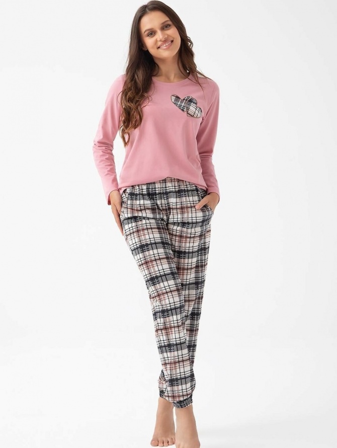 Ilga medvilninė pižama su languotomis kelnėmis LUNA 322