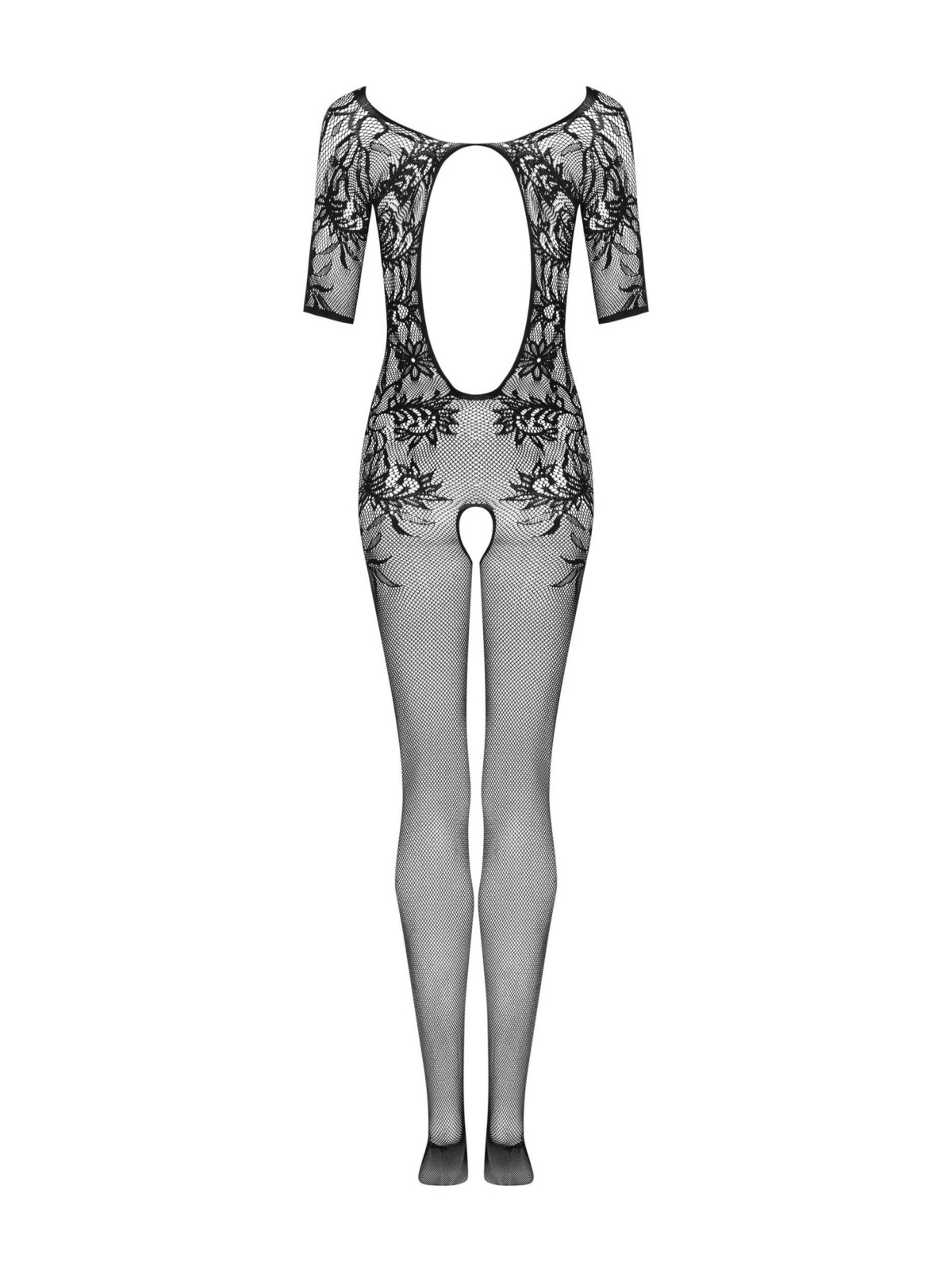 Obsessive viso kūno kojinė F238 juoda, gėlių rašto